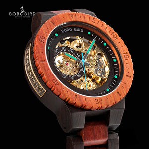 Relogio Masculino BOBO BIRD Mechanical Watch Men Wood Wristwatch Automatic Customized Gift for Dad
