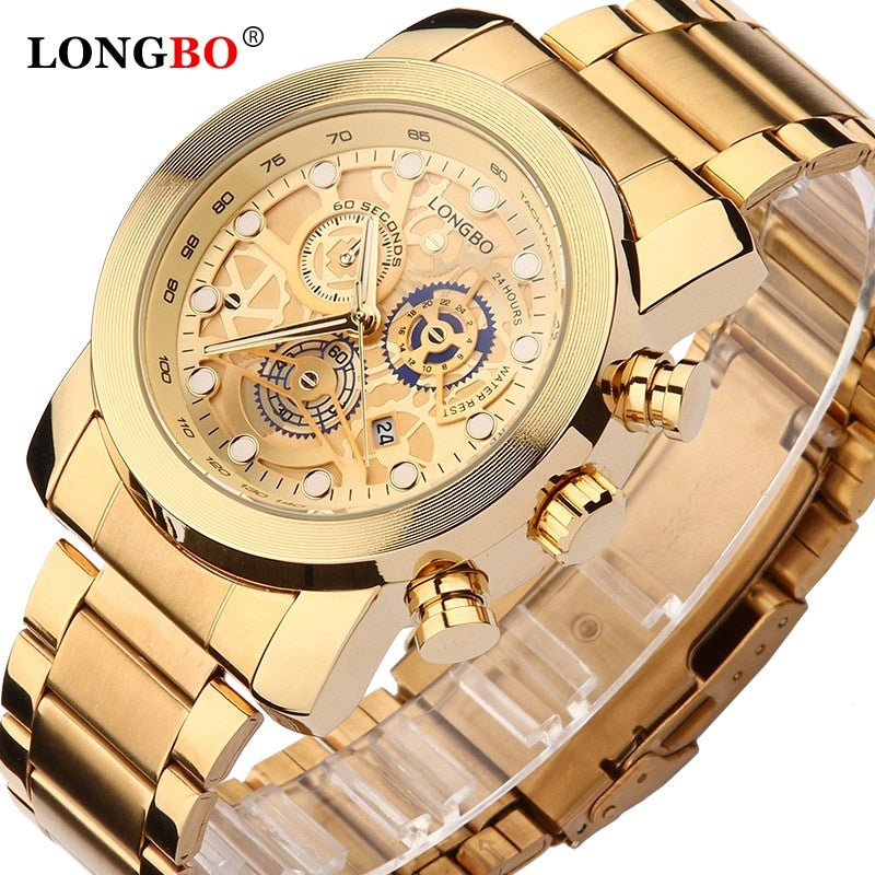 LONGBO Top Men Watches Waterproof Stainless Steel Quartz Watch Male Chronograph Military Clock Wrist watch Relogio Masculino