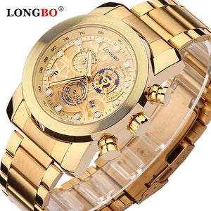 LONGBO Top Men Watches Waterproof Stainless Steel Quartz Watch Male Chronograph Military Clock Wrist watch Relogio Masculino