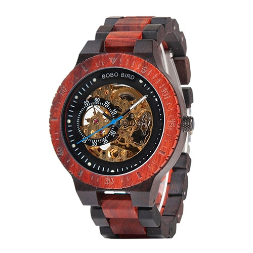 Relogio Masculino BOBO BIRD Mechanical Watch Men Wood Wristwatch Automatic Customized Gift for Dad