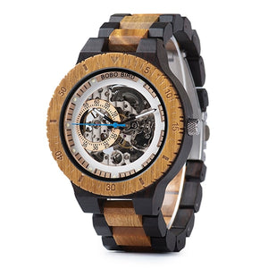 Relogio Masculino BOBO BIRD Mechanical Watch Men Wood Wristwatch Automatic Customized Gift for Dad