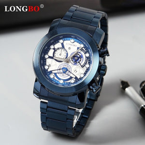 LONGBO Top Men Watches Waterproof Stainless Steel Quartz Watch Male Chronograph Military Clock Wrist watch Relogio Masculino