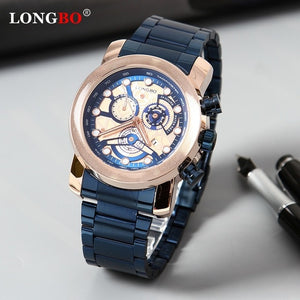 LONGBO Top Men Watches Waterproof Stainless Steel Quartz Watch Male Chronograph Military Clock Wrist watch Relogio Masculino