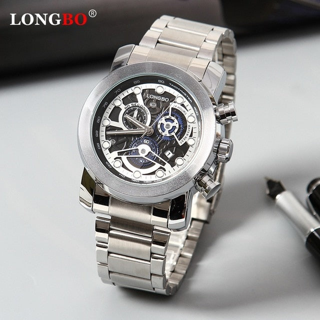 LONGBO Top Men Watches Waterproof Stainless Steel Quartz Watch Male Chronograph Military Clock Wrist watch Relogio Masculino