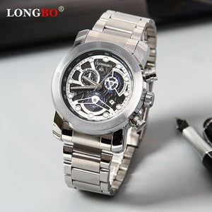 LONGBO Top Men Watches Waterproof Stainless Steel Quartz Watch Male Chronograph Military Clock Wrist watch Relogio Masculino