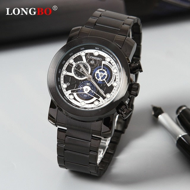 LONGBO Top Men Watches Waterproof Stainless Steel Quartz Watch Male Chronograph Military Clock Wrist watch Relogio Masculino
