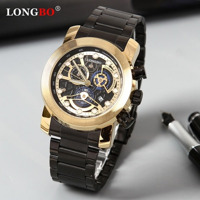 LONGBO Top Men Watches Waterproof Stainless Steel Quartz Watch Male Chronograph Military Clock Wrist watch Relogio Masculino