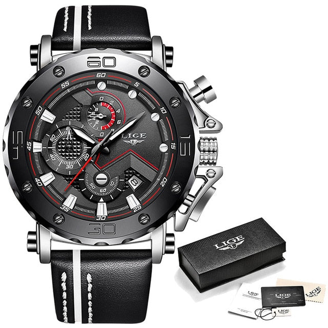 Relogio Masculino 2019 New LIGE Sport Chronograph Mens Watches Top Brand Casual Leather Waterproof Date Quartz Watch Man Clock